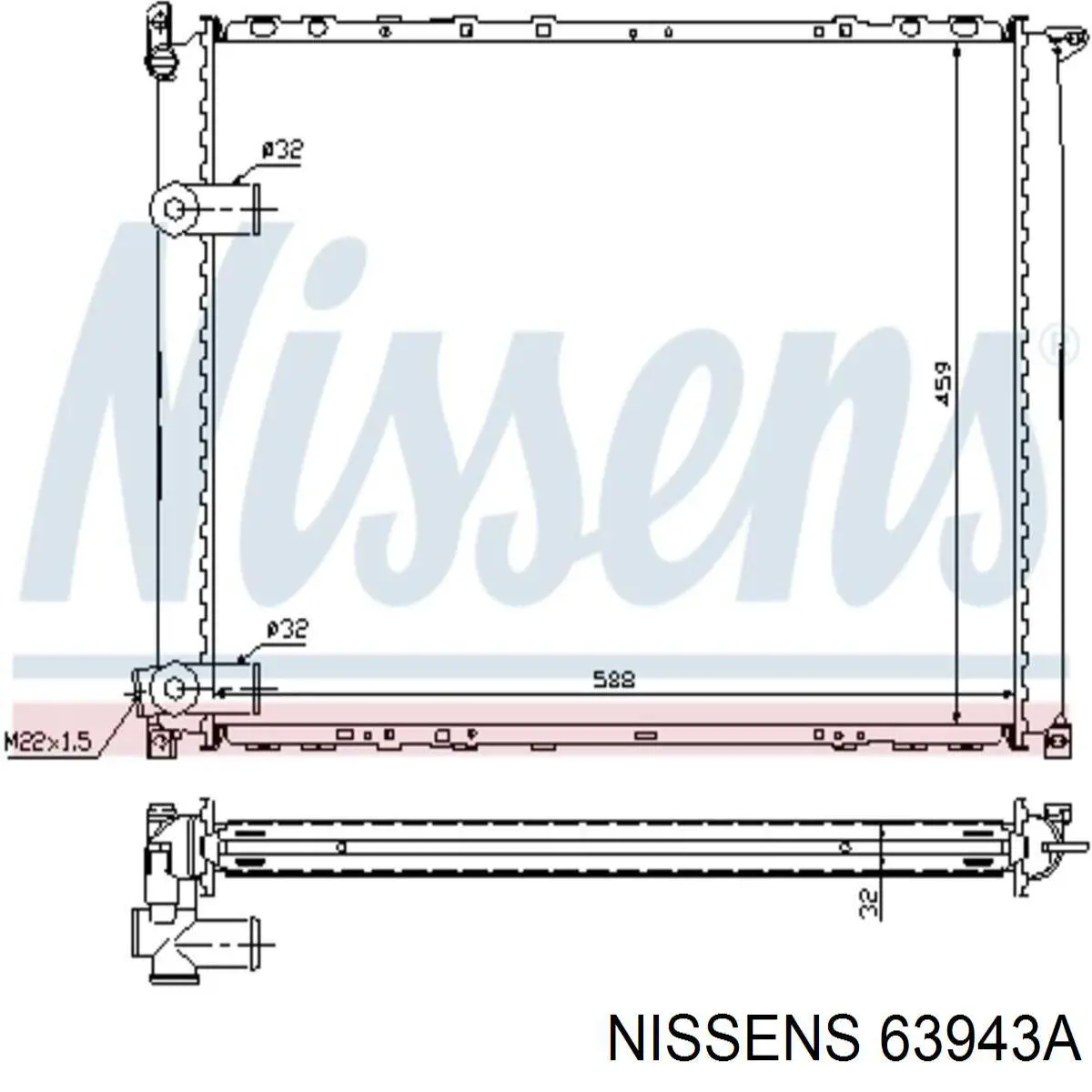 Radiador refrigeración del motor 63943A Nissens