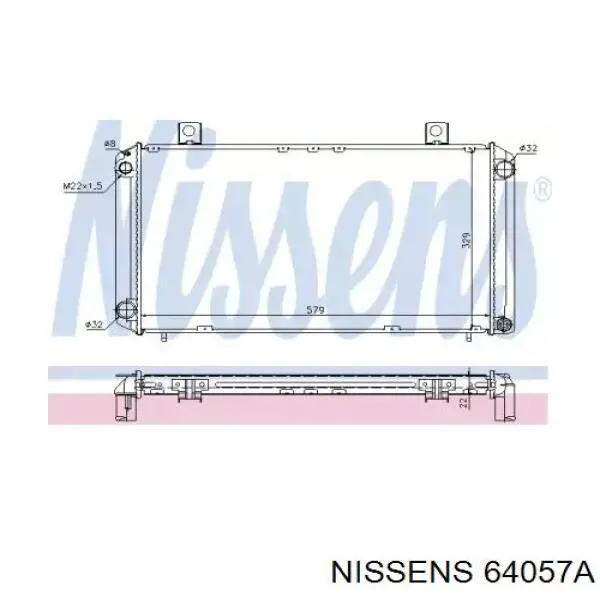 Radiador refrigeración del motor 64057A Nissens