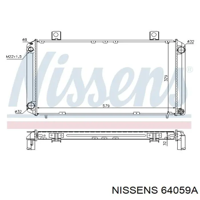 Radiador refrigeración del motor 64059A Nissens