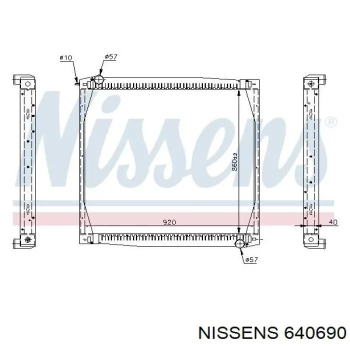 Radiador refrigeración del motor 640690 Nissens