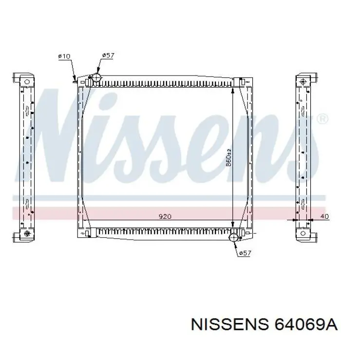 Radiador refrigeración del motor 64069A Nissens