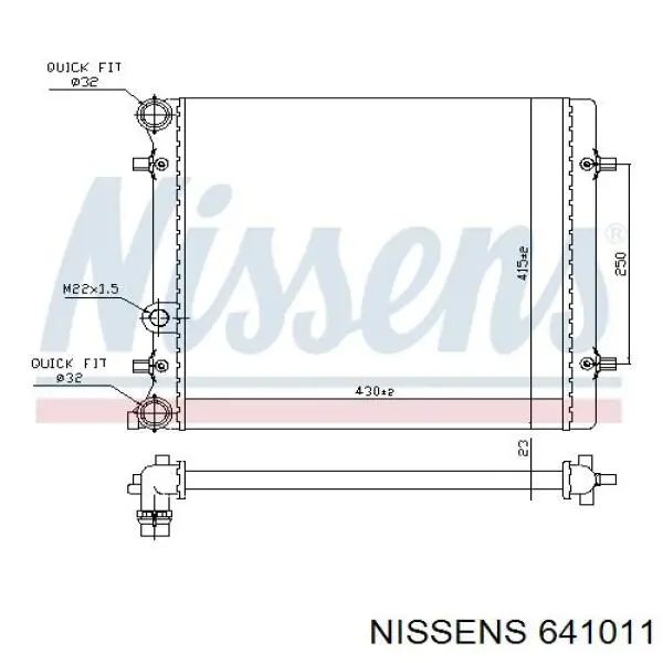 Radiador refrigeración del motor 641011 Nissens