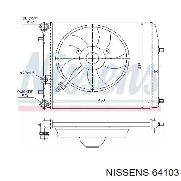 Радиатор охлаждения двигателя Nissens 64103