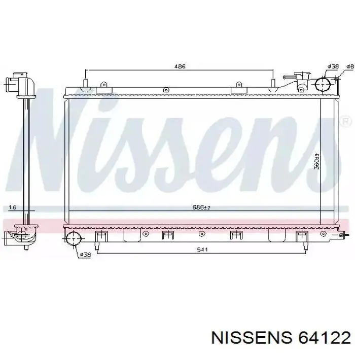 64122 Nissens radiador de esfriamento de motor