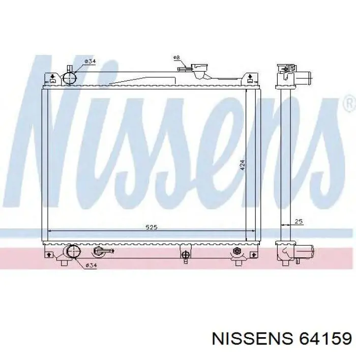 Радиатор охлаждения двигателя Nissens 64159 цена, от 102.53 USD