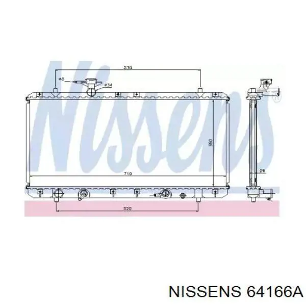 Radiador refrigeración del motor 64166A Nissens