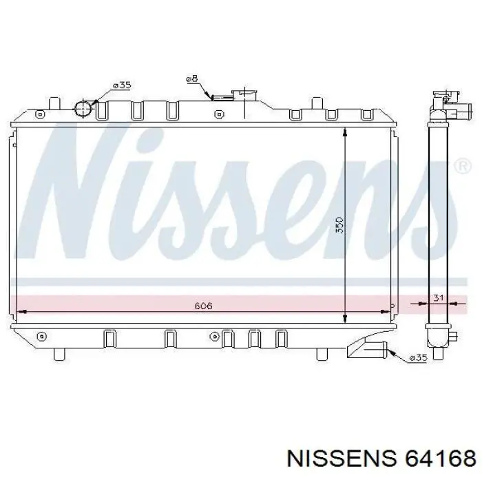 Radiador refrigeración del motor 64168 Nissens