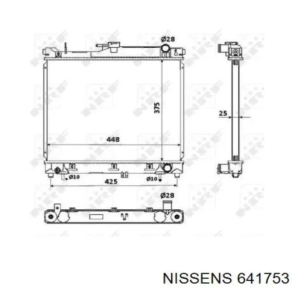 Radiador refrigeración del motor 641753 Nissens