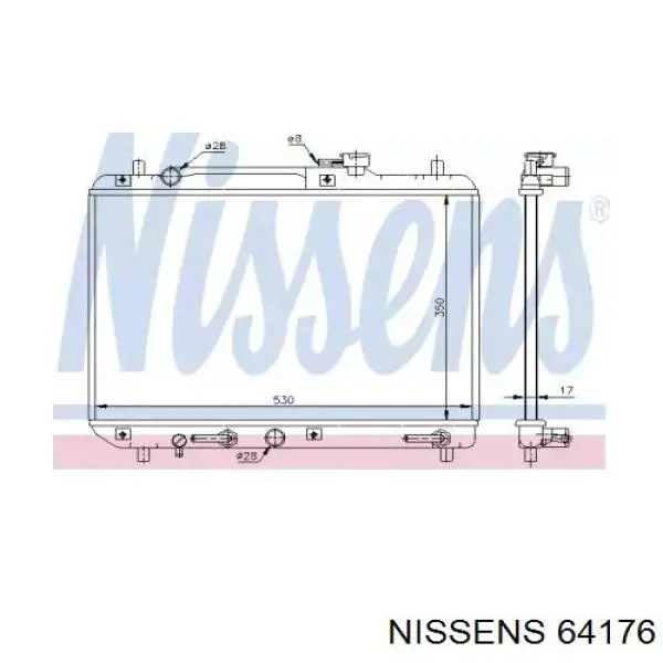 Radiador refrigeración del motor 64176 Nissens