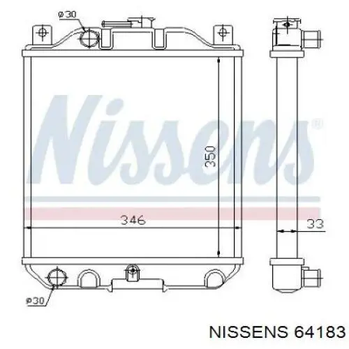 Radiador refrigeración del motor 64183 Nissens