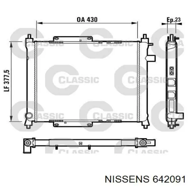 Radiador refrigeración del motor 642091 Nissens