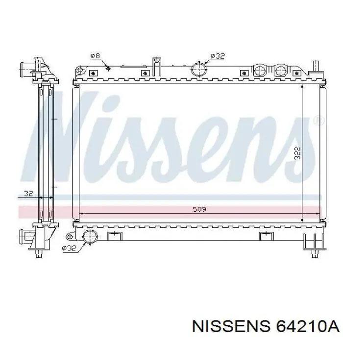 Radiador refrigeración del motor 64210A Nissens