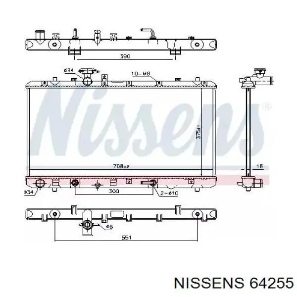 64255 Nissens radiador de esfriamento de motor