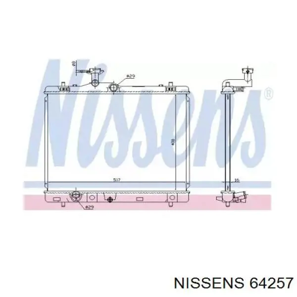 Радиатор охлаждения двигателя Nissens 64257 цена, от 94.32 USD