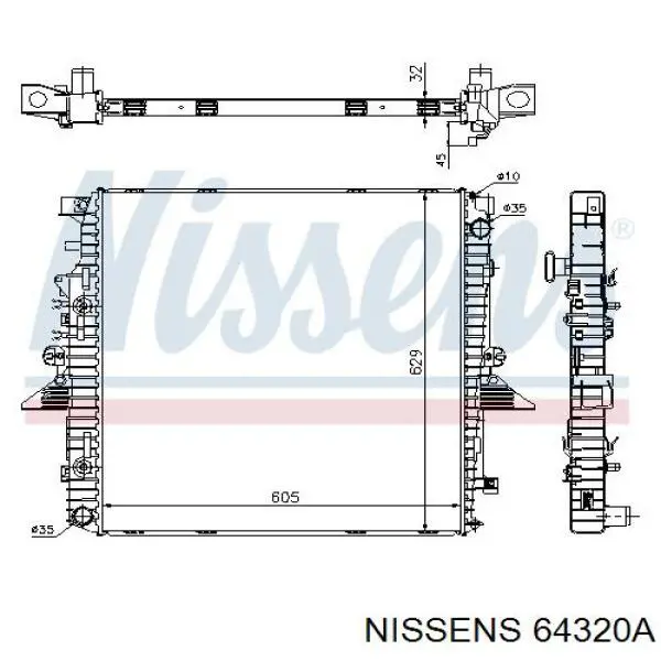 Радиатор охлаждения двигателя Nissens 64320A цена, от 265.92 USD