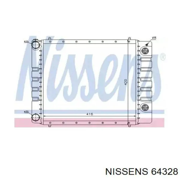 Radiador refrigeración del motor 64328 Nissens