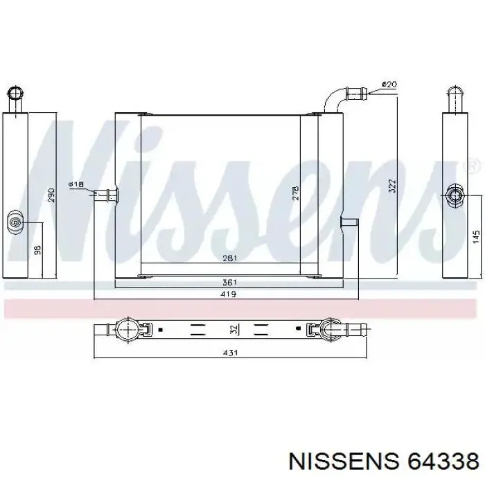 Радиатор охлаждения двигателя дополнительный NISSENS 64338