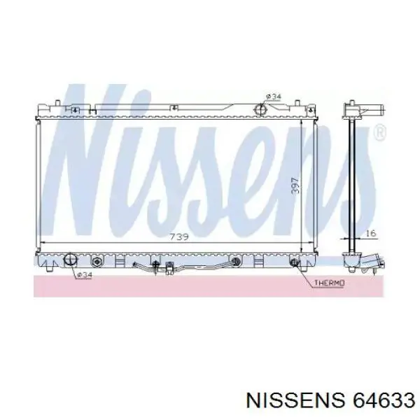 Радиатор охлаждения двигателя Nissens 64633 цена, от 111.51 USD