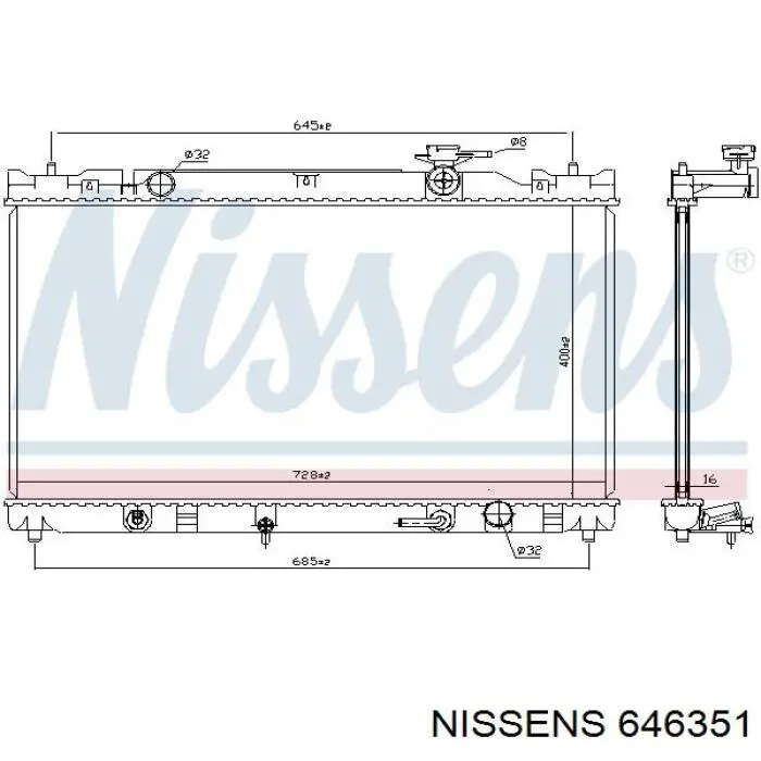Radiador refrigeración del motor 646351 Nissens