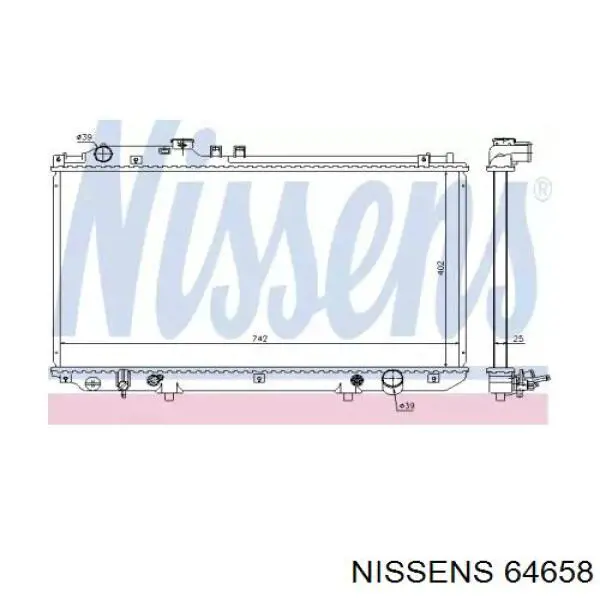 Radiador refrigeración del motor 64658 Nissens