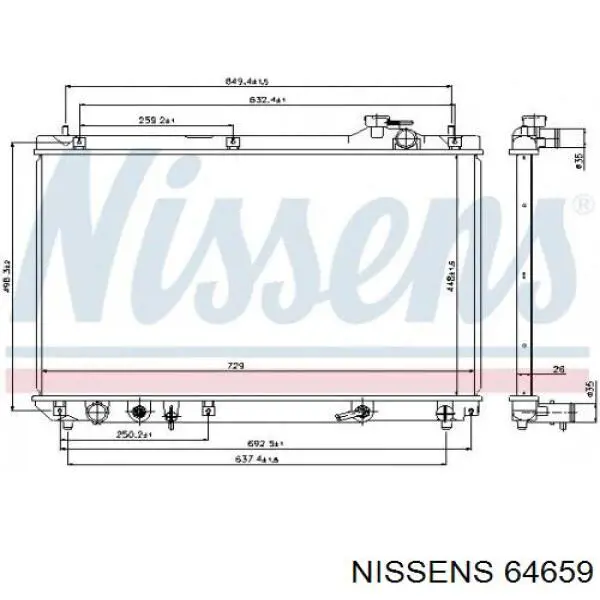 Radiador refrigeración del motor 64659 Nissens