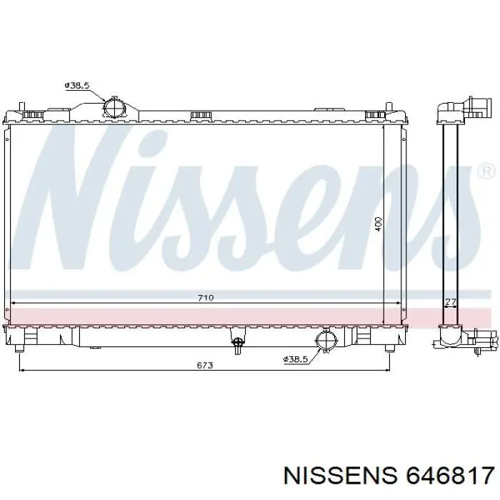 Radiador refrigeración del motor 646817 Nissens
