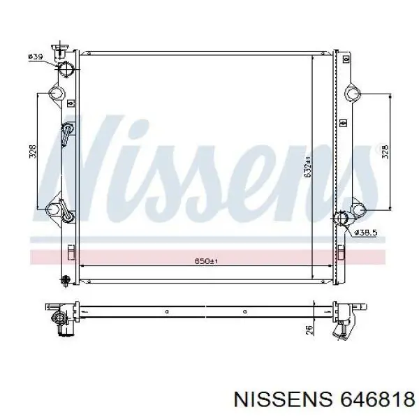 Radiador refrigeración del motor 646818 Nissens
