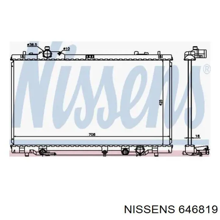 Radiador refrigeración del motor 646819 Nissens