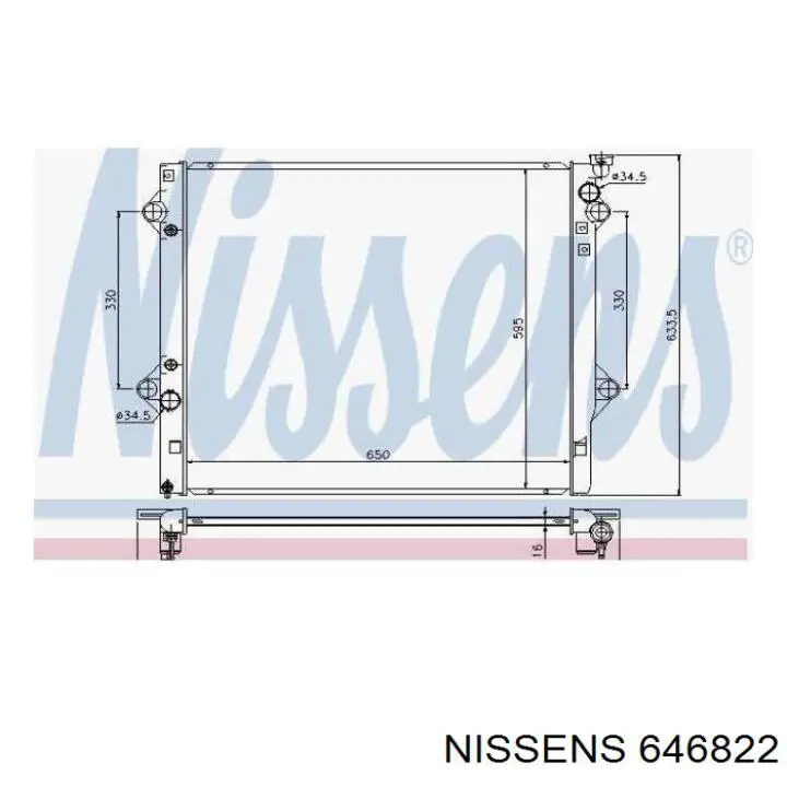 Radiador refrigeración del motor 646822 Nissens