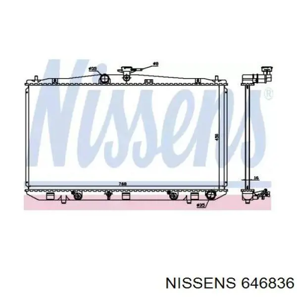 Radiador refrigeración del motor 646836 Nissens