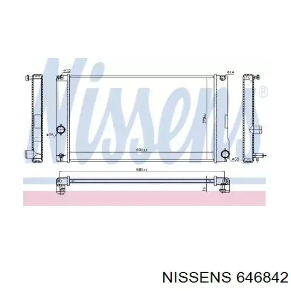 Radiador refrigeración del motor 646842 Nissens