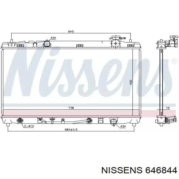 646844 Nissens radiador de esfriamento de motor