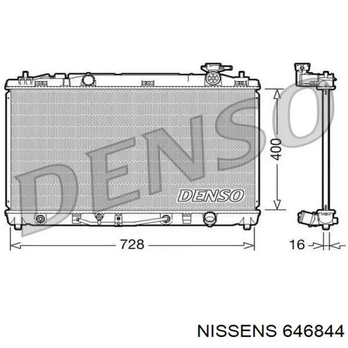 Radiador refrigeración del motor 646844 Nissens