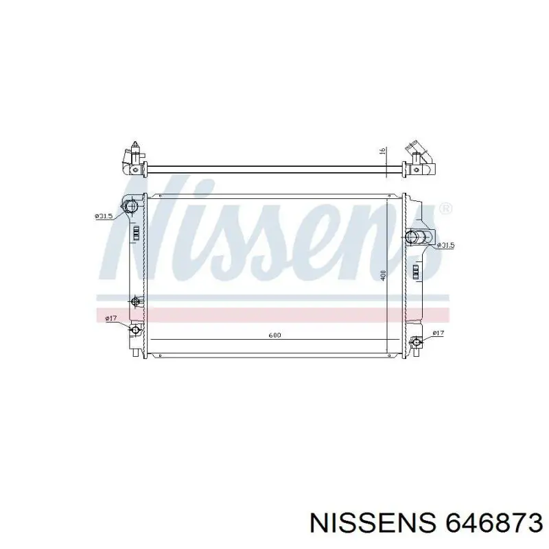 Radiador refrigeración del motor 646873 Nissens