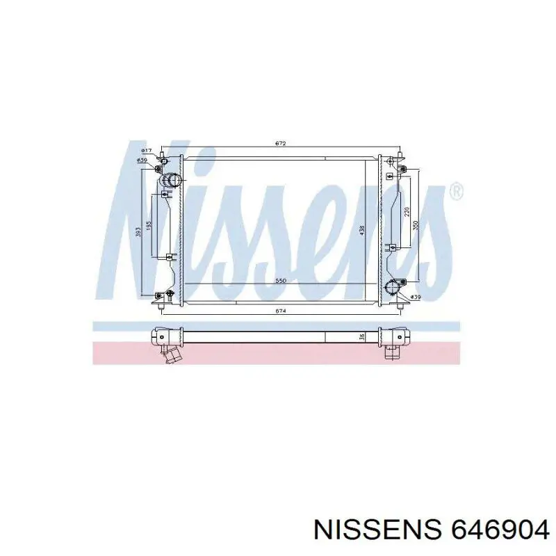 Radiador refrigeración del motor 646904 Nissens
