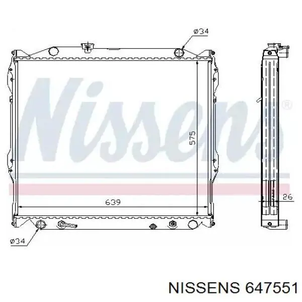Radiador refrigeración del motor 647551 Nissens