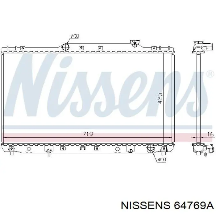 Radiador refrigeración del motor 64769A Nissens