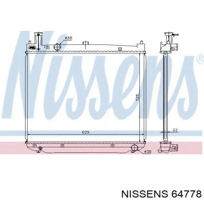 Radiador refrigeración del motor 64778 Nissens