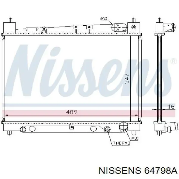 Radiador refrigeración del motor 64798A Nissens