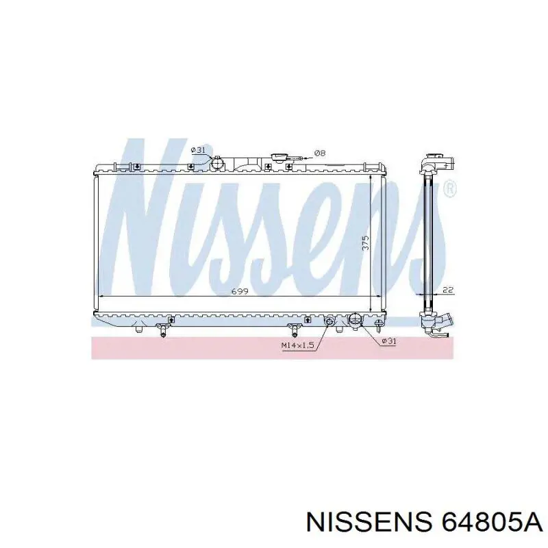 Radiador refrigeración del motor 64805A Nissens