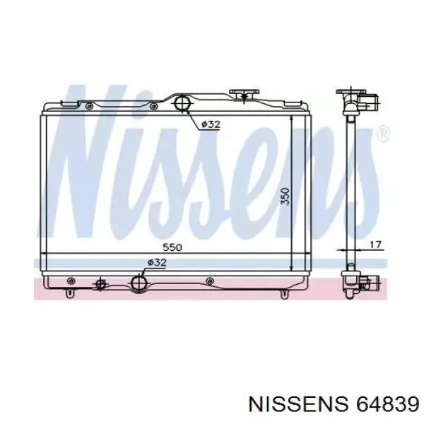 Радиатор охлаждения двигателя Nissens 64839 цена, от 68.62 USD