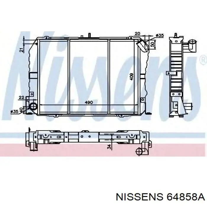 Купить 64858A Nissens Радиатор водяной