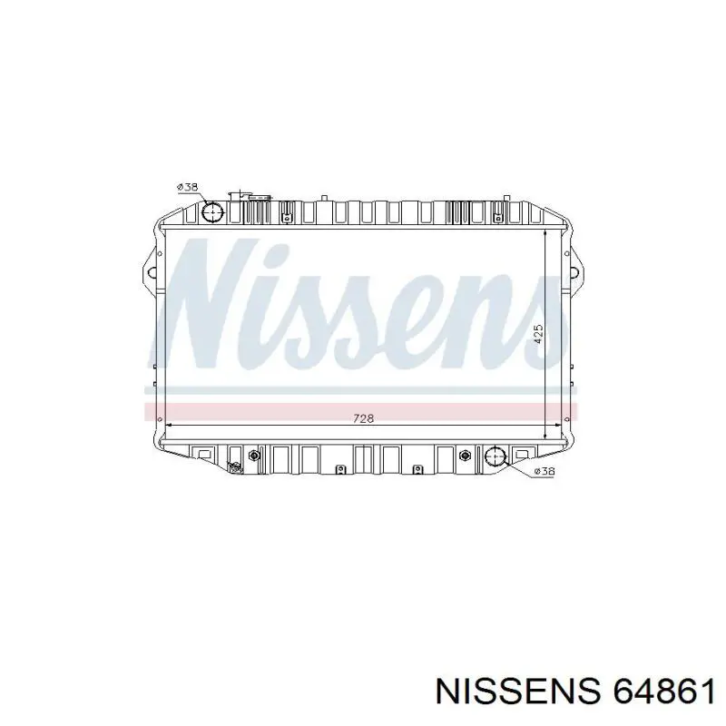 Radiador refrigeración del motor 64861 Nissens