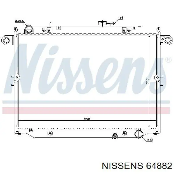 Radiador refrigeración del motor 64882 Nissens