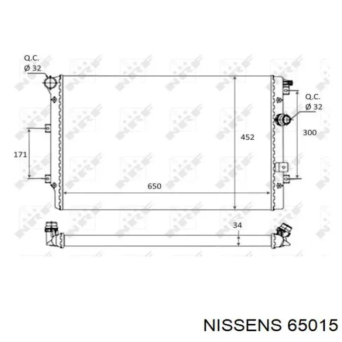 Купить 65015 Nissens Радиатор водяной
