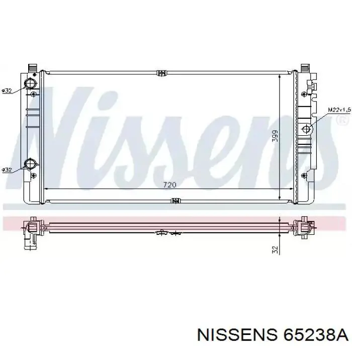 Radiador refrigeración del motor 65238A Nissens