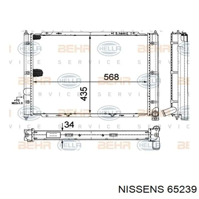 Купить 65239 Nissens Радиатор водяной