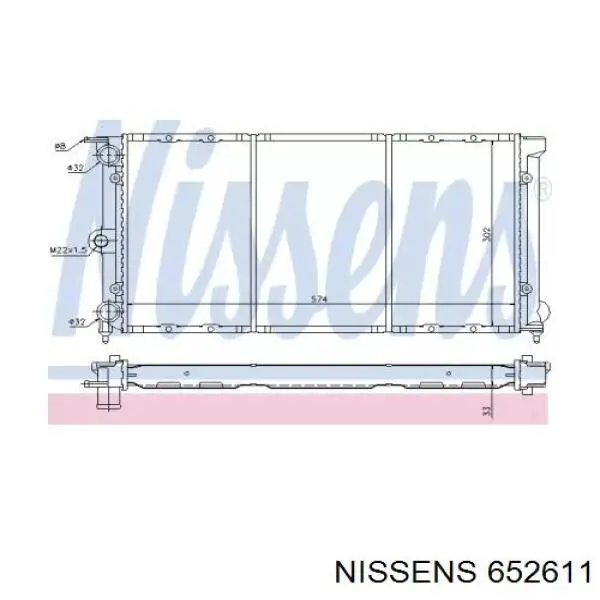 Radiador refrigeración del motor 652611 Nissens