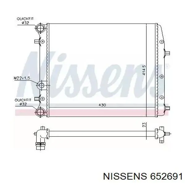 Radiador refrigeración del motor 652691 Nissens