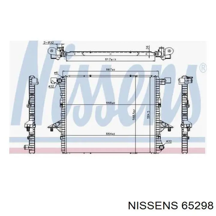 Radiador refrigeración del motor 65298 Nissens